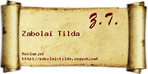 Zabolai Tilda névjegykártya